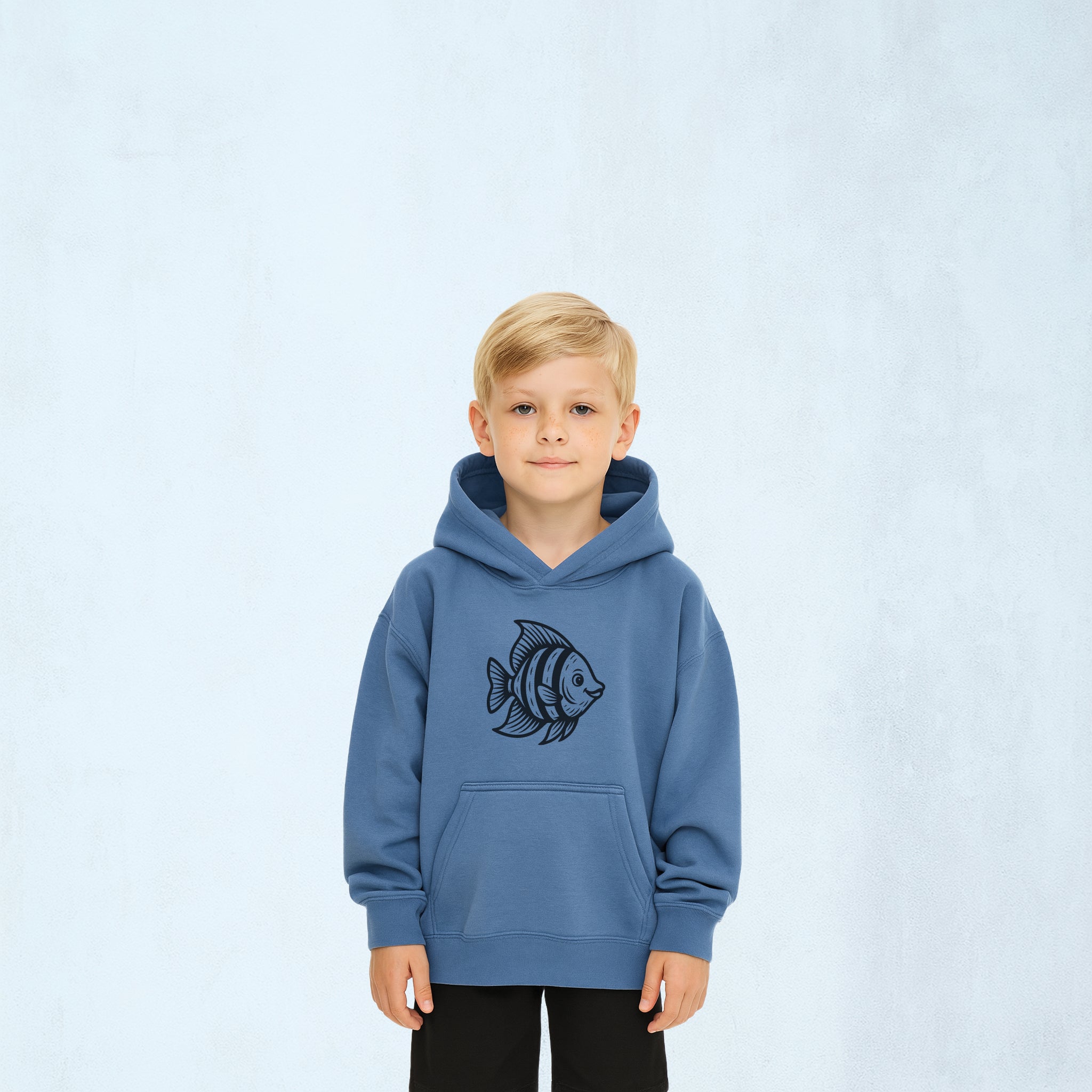 Hoodie med lekfull fisk | Havet
