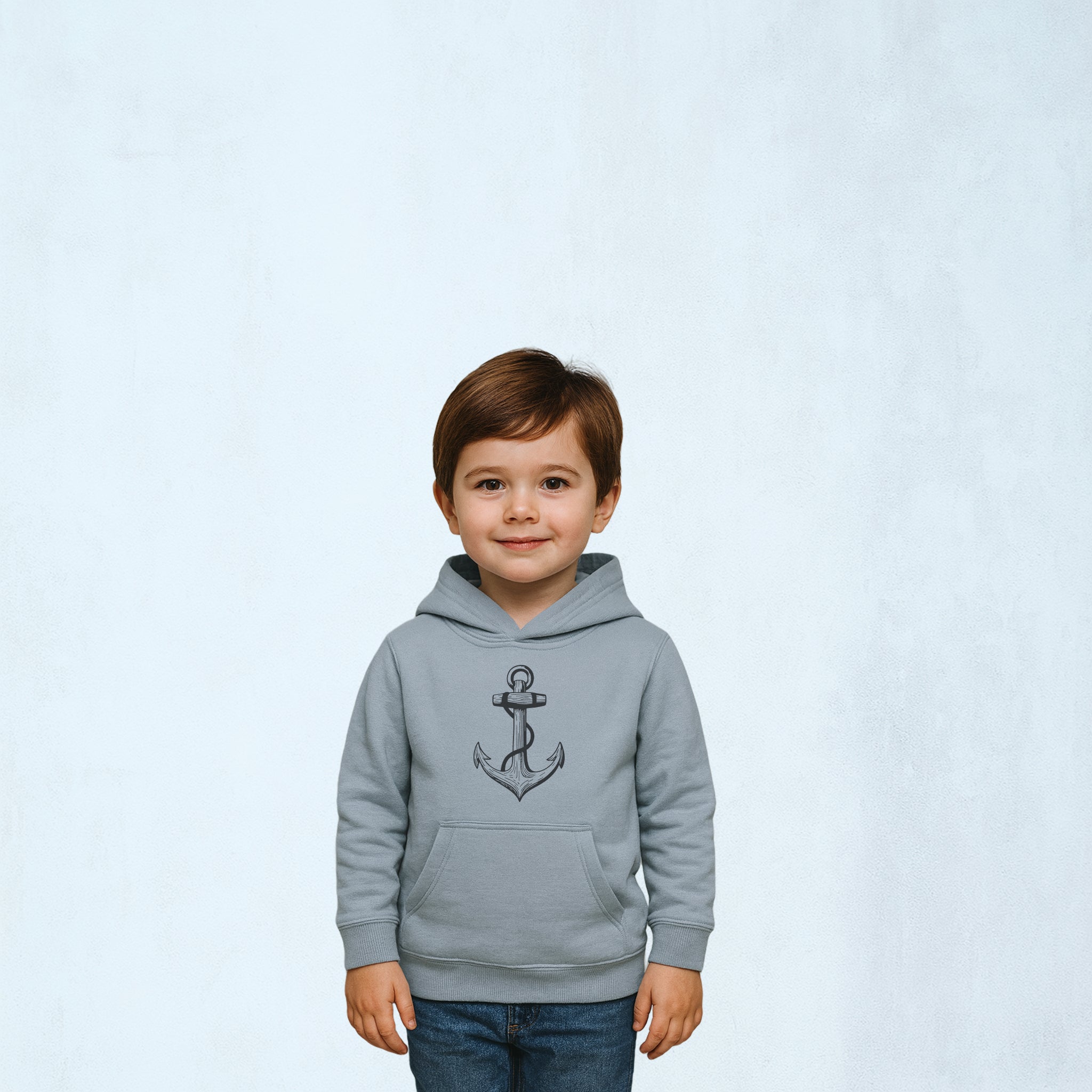 Premium hoodie med stilrent ankare | Havet