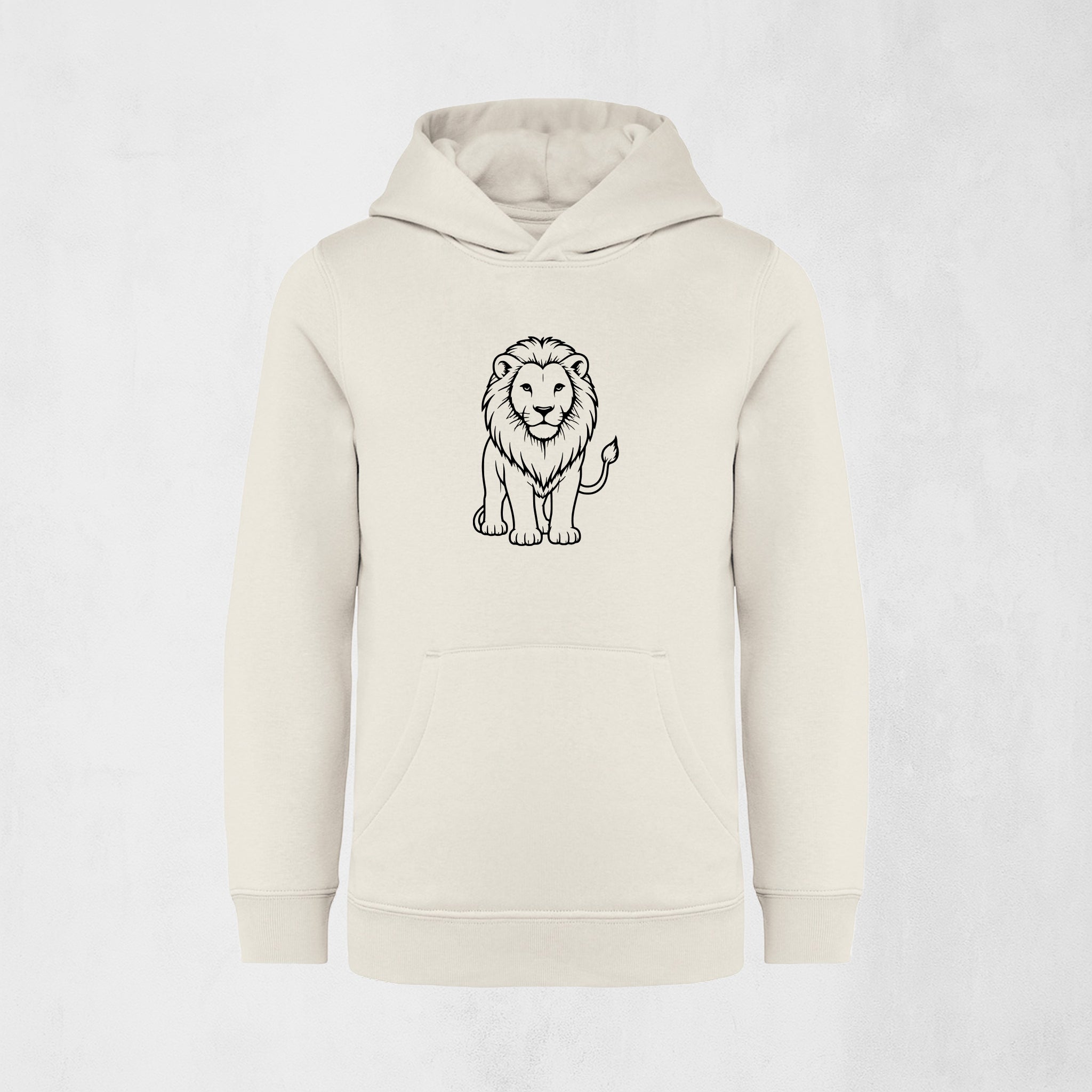 Premium hoodie med modigt lejon | Safari & Skog