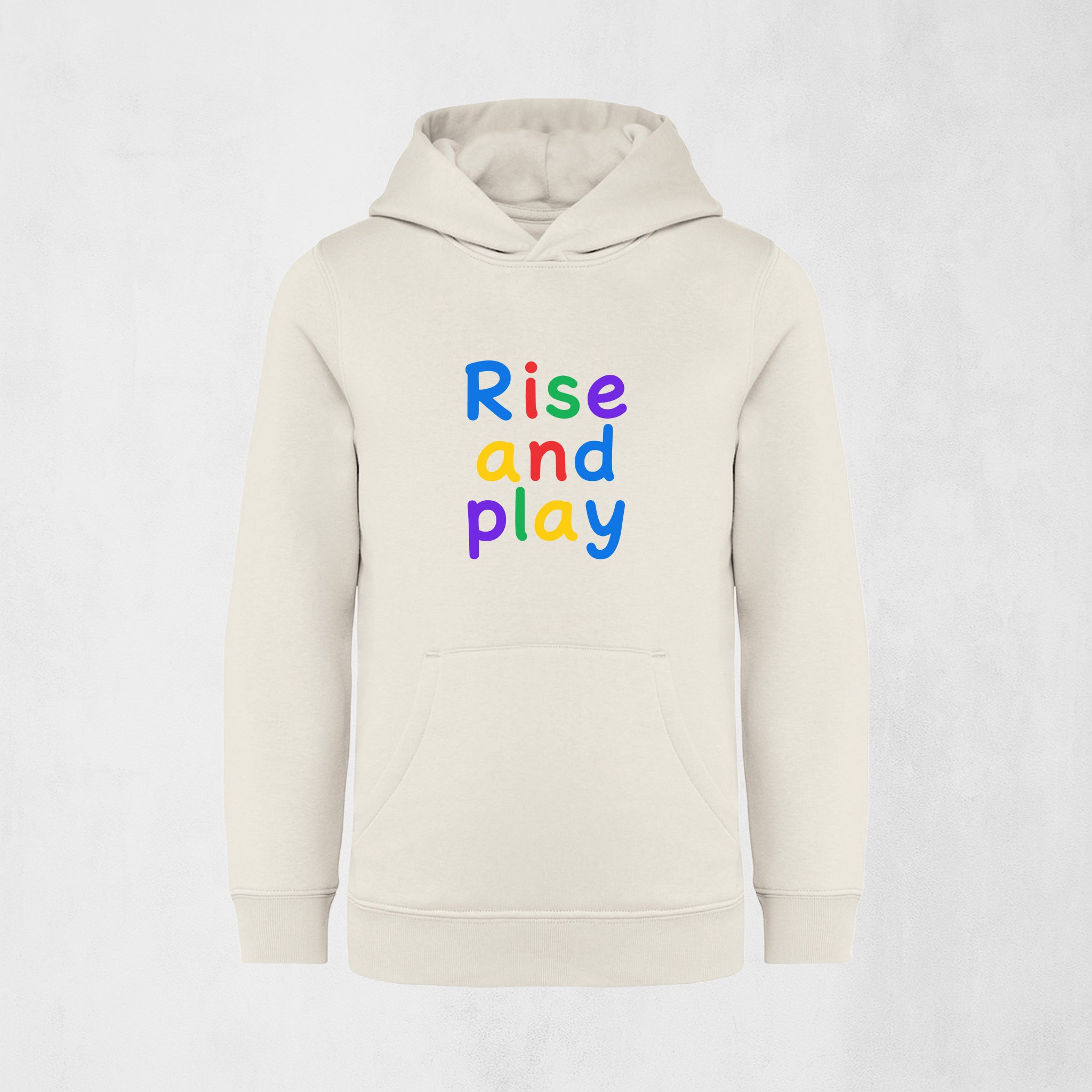 Premium hoodie med Rise and Play | Regnbåge