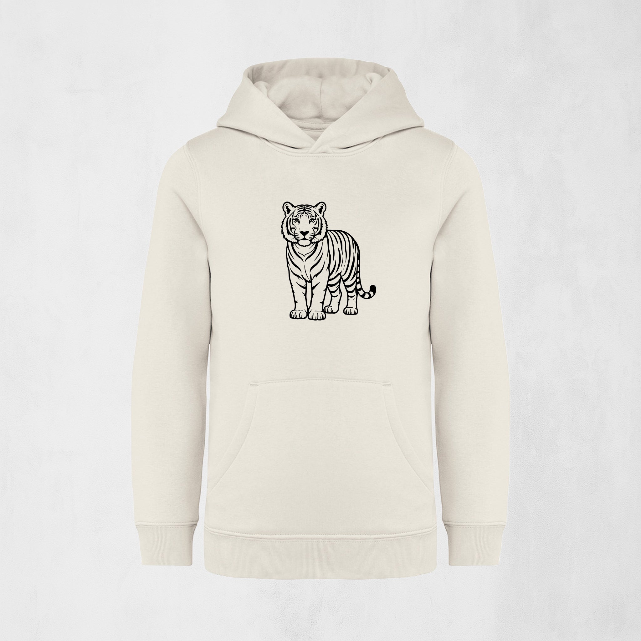 Premium hoodie med kraftfull tiger | Safari & Skog