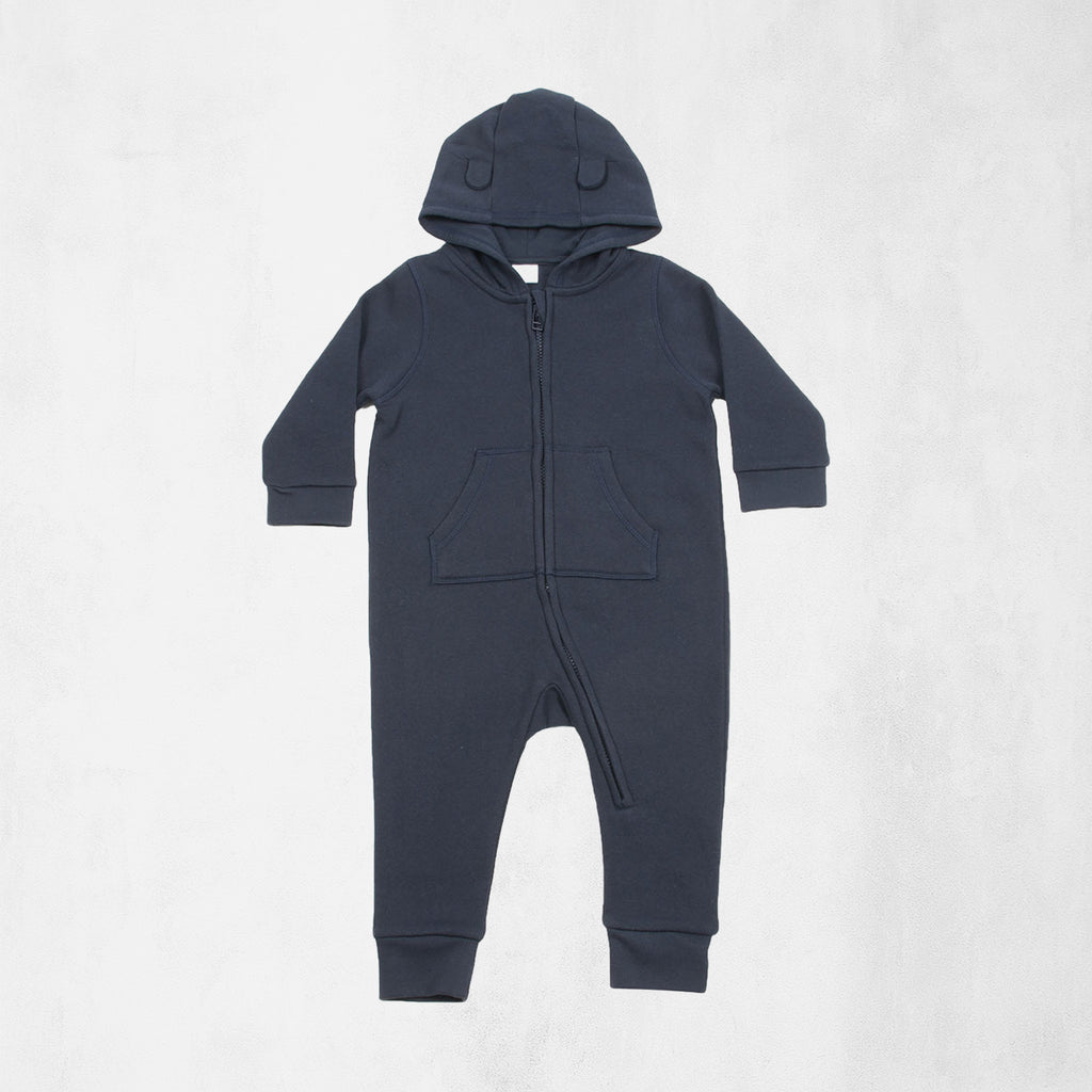 Overall i mjuk fleece med huva och örondetaljer för baby & småbarn