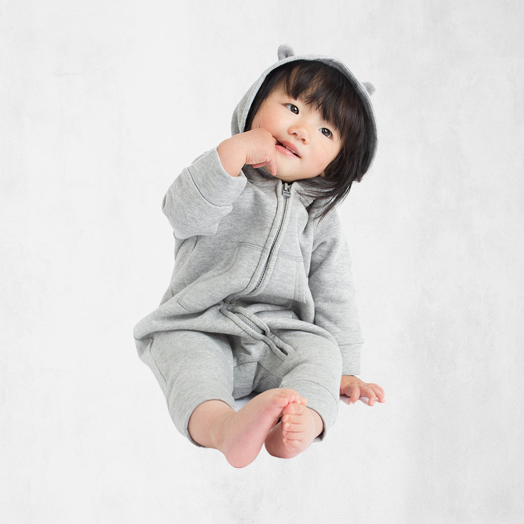 Overall i mjuk fleece med huva och örondetaljer för baby & småbarn