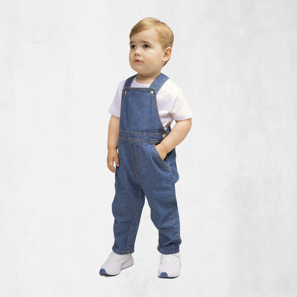 Hängselbyxor för baby & småbarn i denim med justerbara axelband