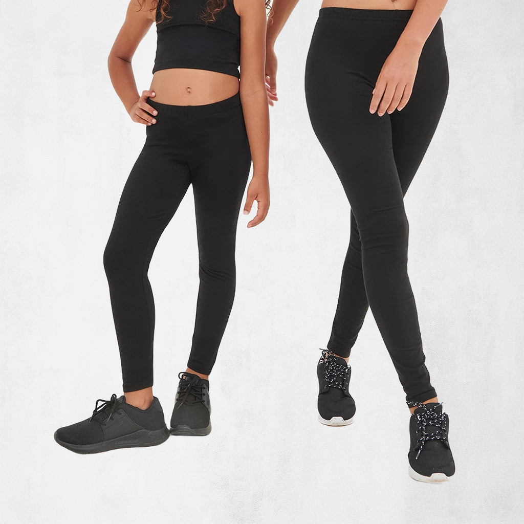 Svarta leggings i bomull med stretch för barn