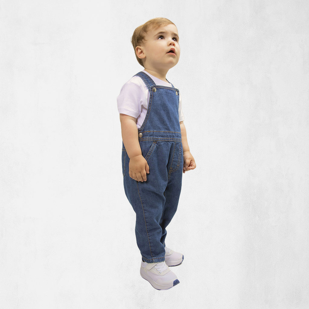 Hängselbyxor för baby & småbarn i denim med justerbara axelband