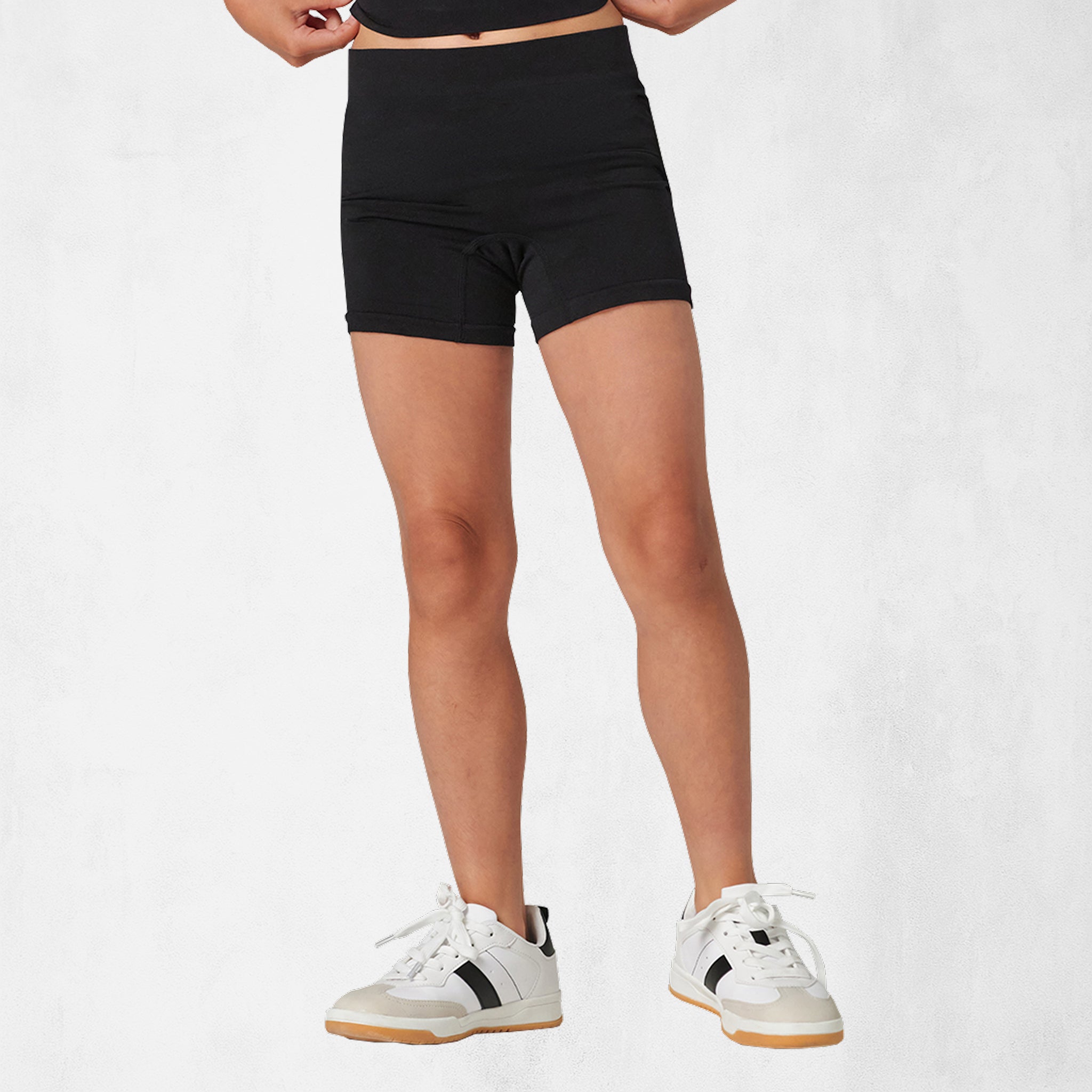 Sömlösa träningsshorts med hög midja för barn