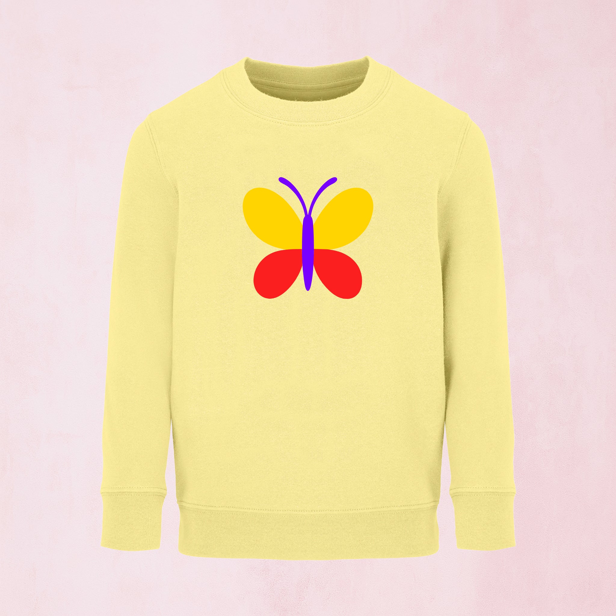 Sweatshirt med färgfull fjäril | Regnbåge