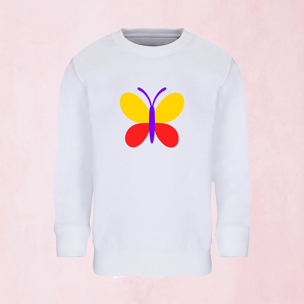 Sweatshirt med färgfull fjäril | Regnbåge