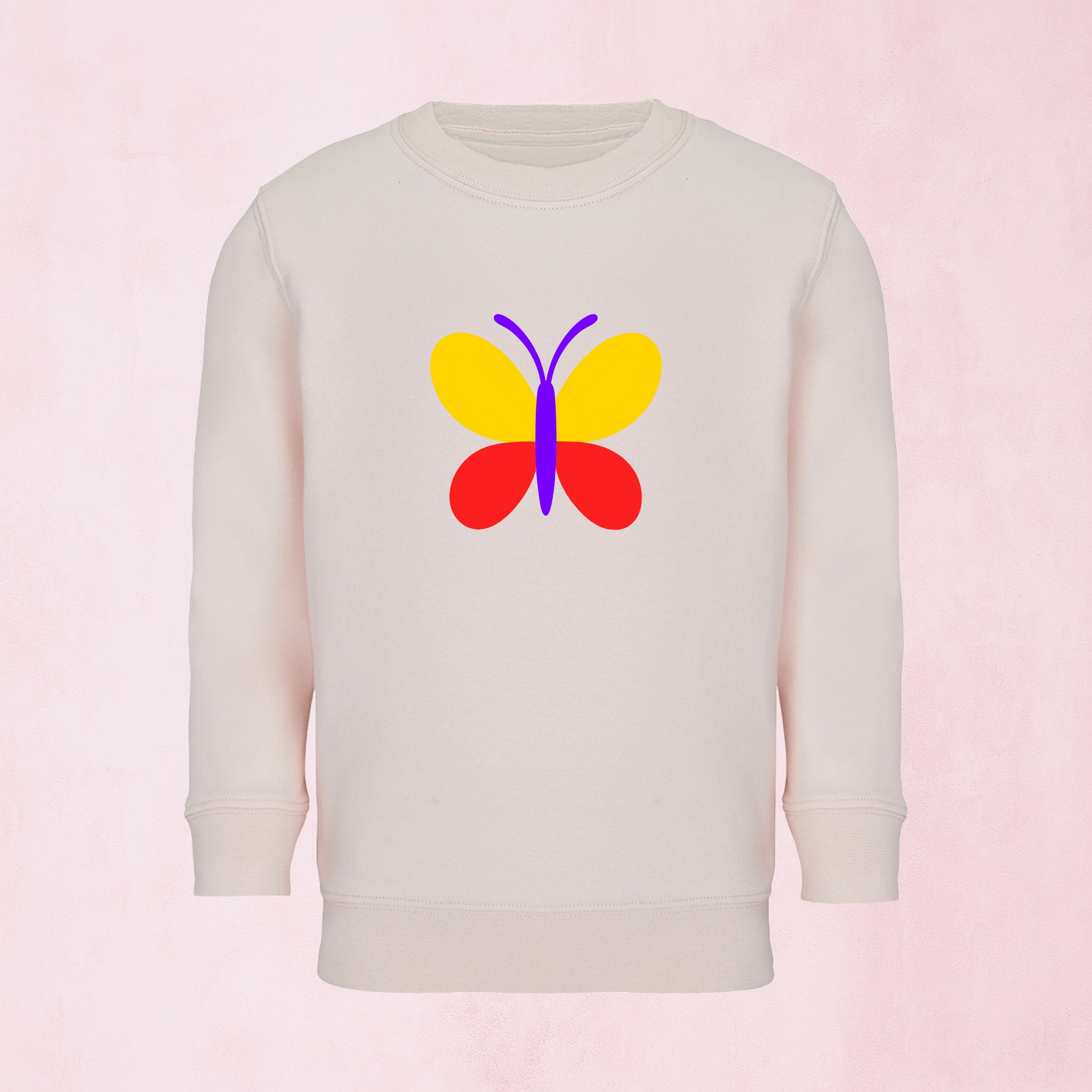 Sweatshirt med färgfull fjäril | Regnbåge