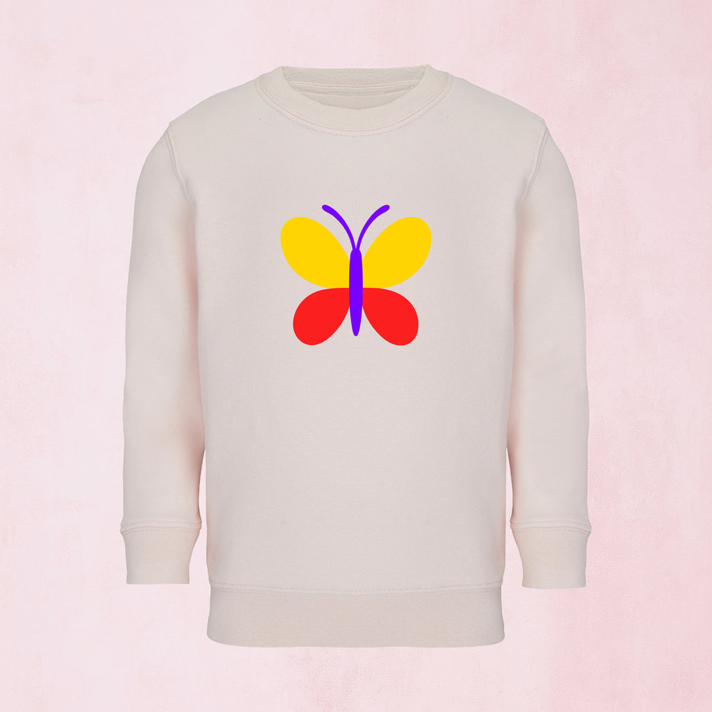 Sweatshirt med färgfull fjäril | Regnbåge
