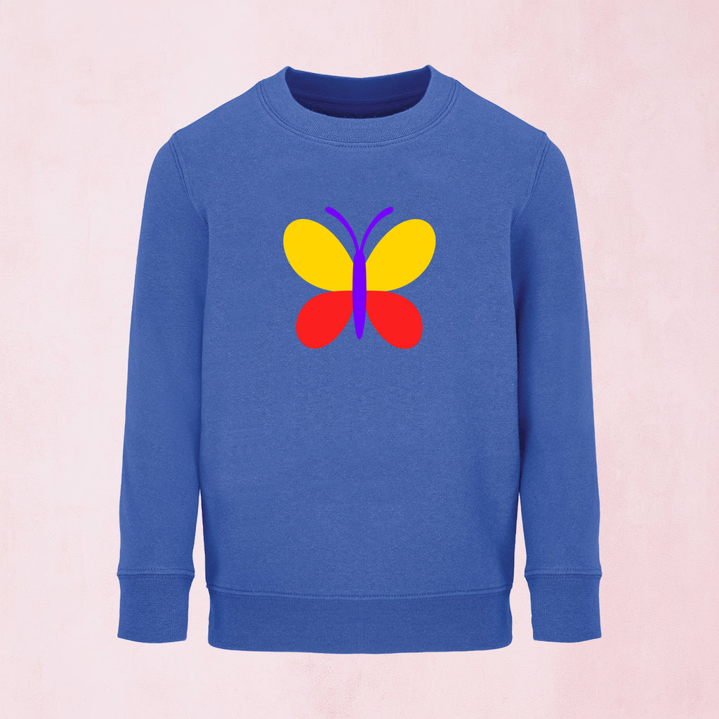Sweatshirt med färgfull fjäril | Regnbåge