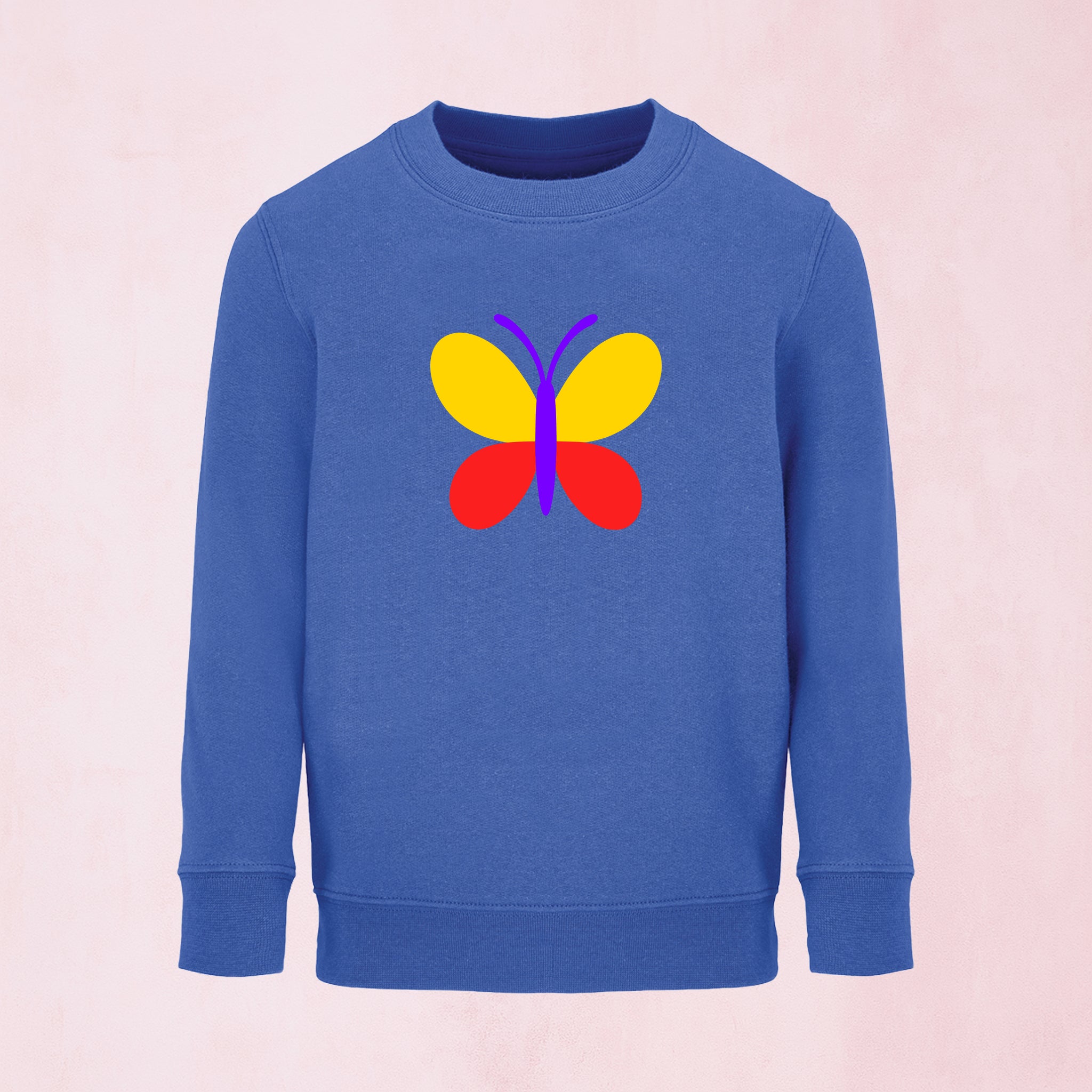 Sweatshirt med färgfull fjäril | Regnbåge