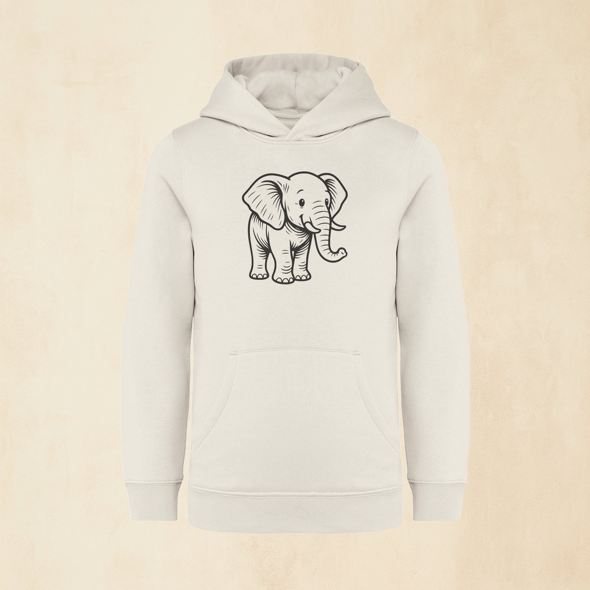 Premium hoodie med stolt elefant | Safari & Skog
