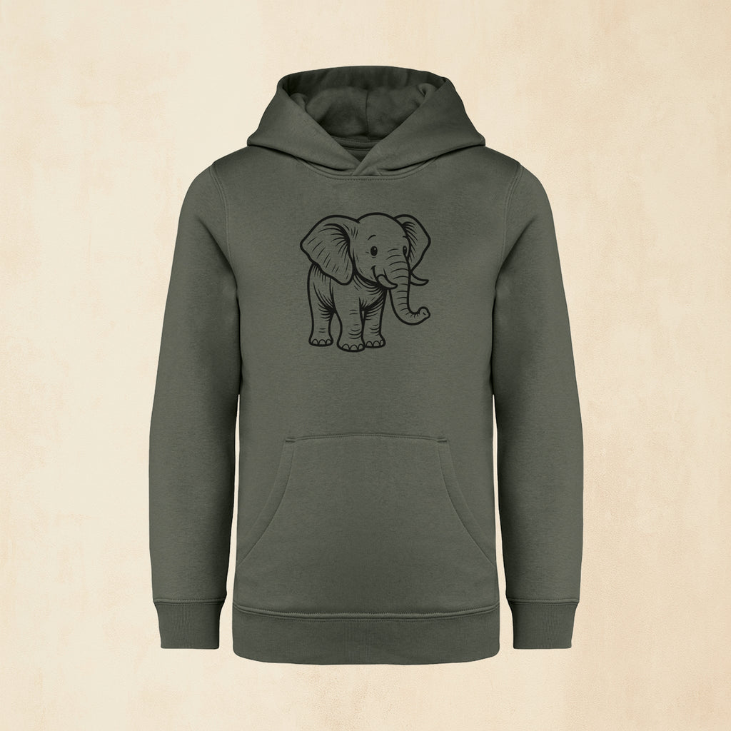 Premium hoodie med stolt elefant | Safari & Skog