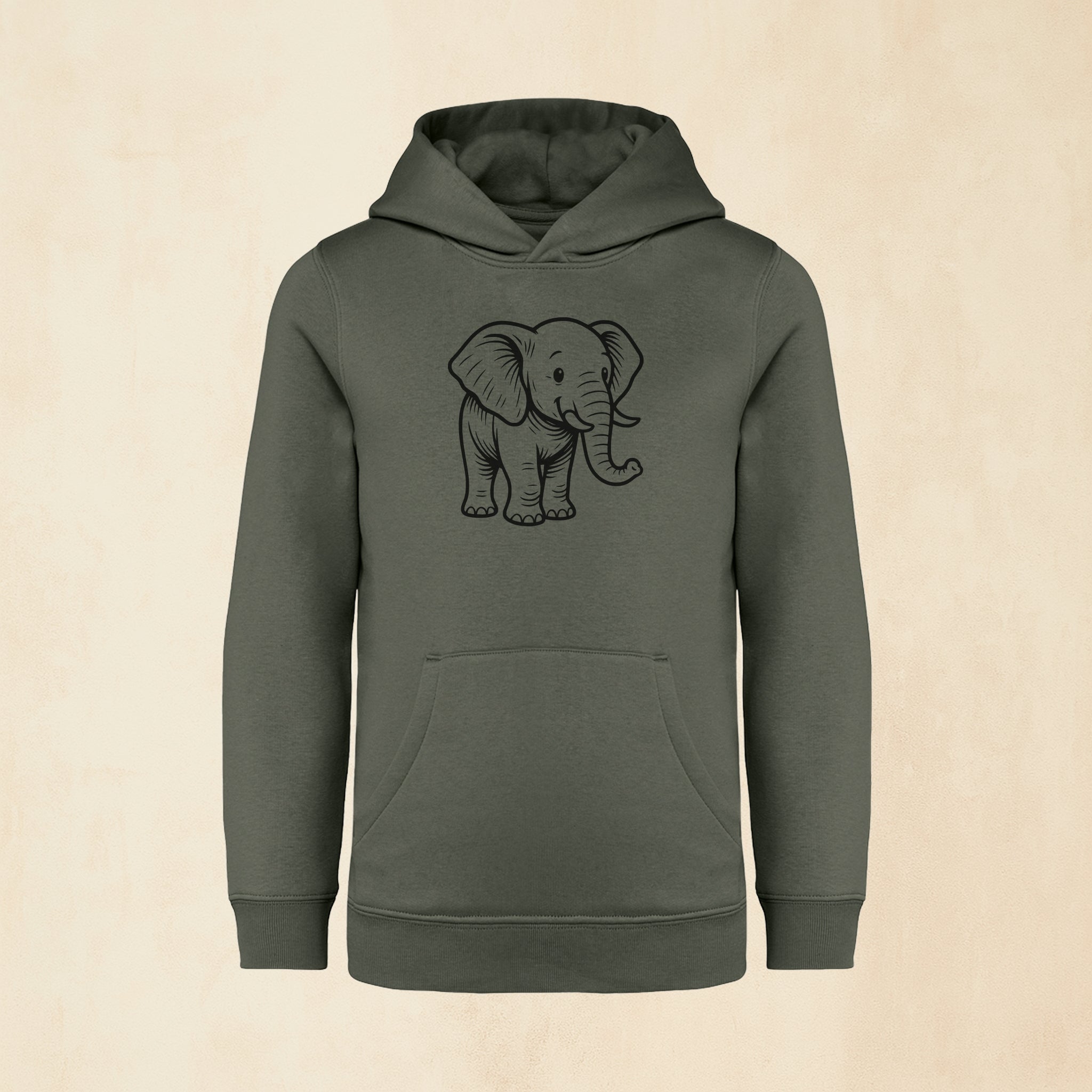 Premium hoodie med stolt elefant | Safari & Skog