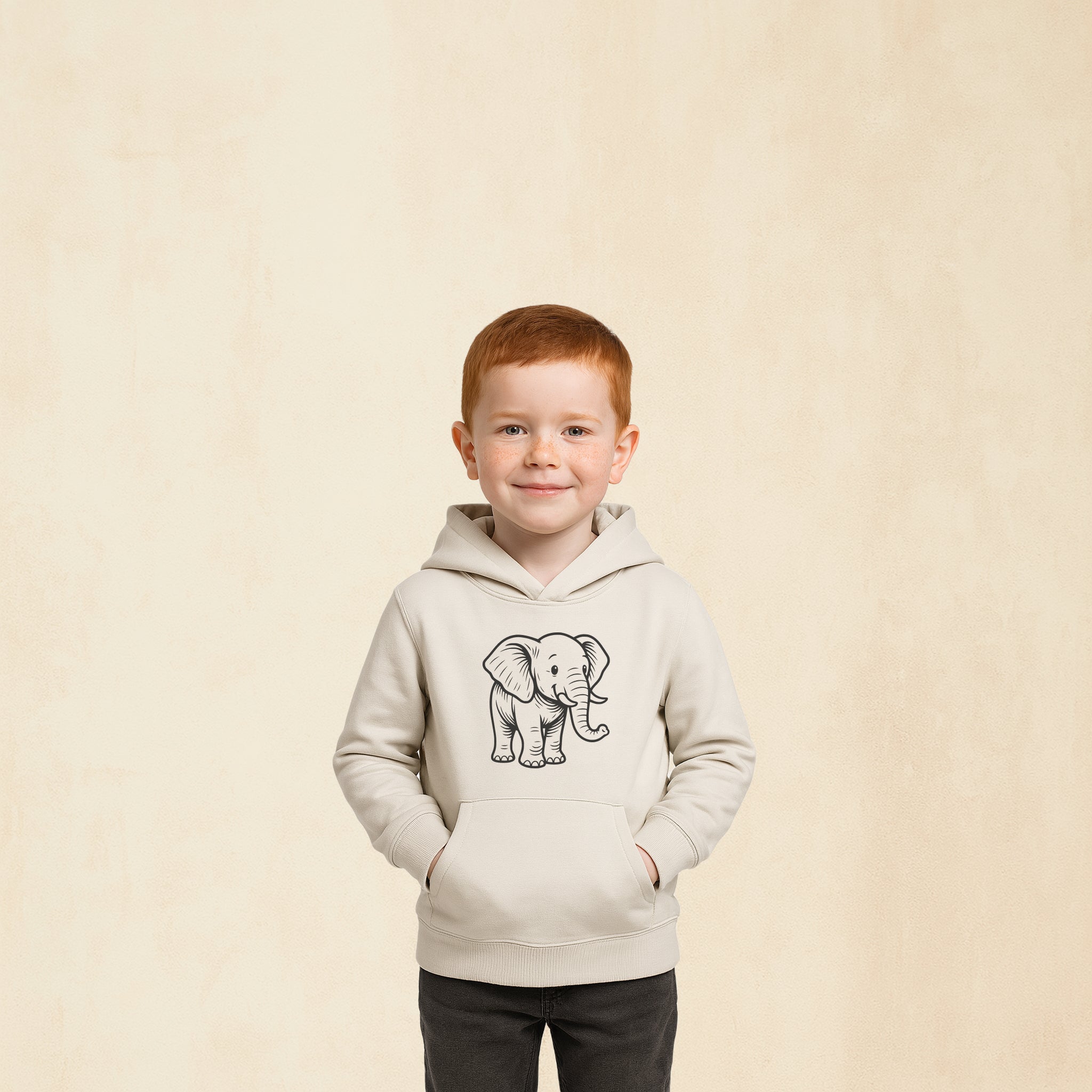 Premium hoodie med stolt elefant | Safari & Skog